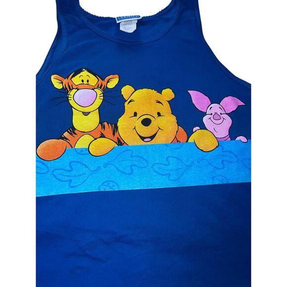 Vintage 90s Winnie the Pooh , Tiger, Piglet women's graphic blue tank top XL - Picture 3 of 6